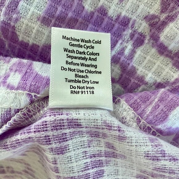 Coral Bay Purple White Floral Waffle Full Zip Up Duster Robe Housecoat Small NEW - Picture 11 of 11